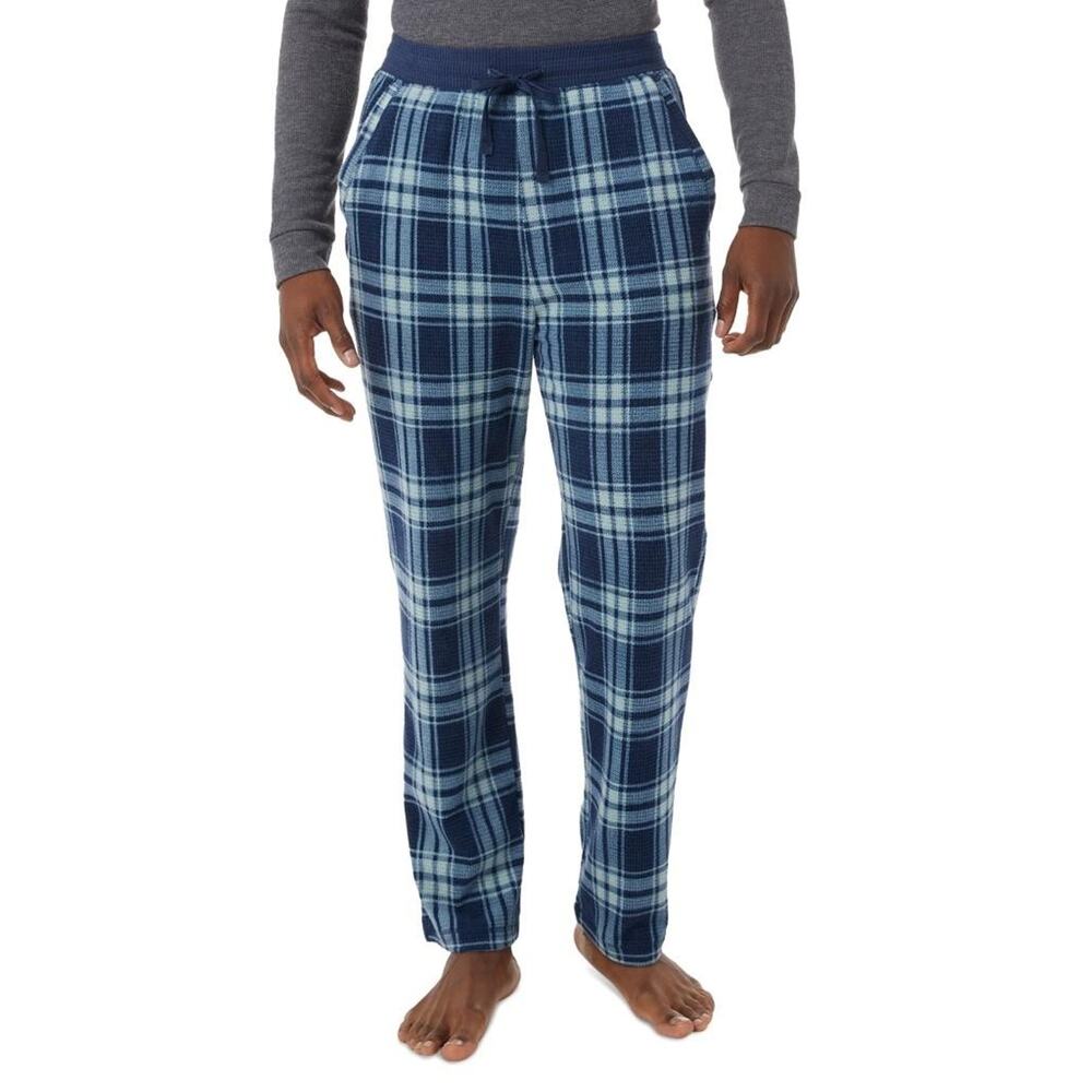 32 Degrees Men's Tapered Twill Plaid Pajama Pants Blue Size 2XL